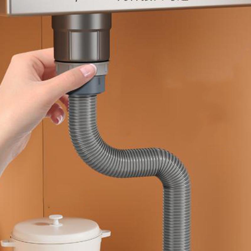 Thickened Kitchen Sink Drain Pipe Garbage Disposal Drain Hose Washing Basin Connecting Pipe Kitchen Drainage Plastic Hose
