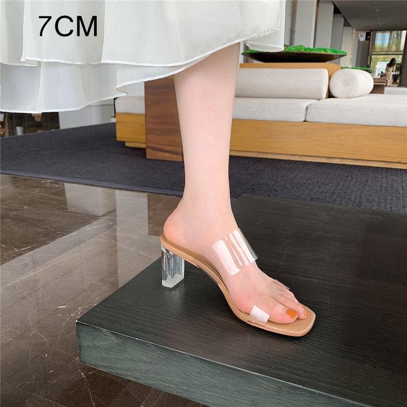 Bequeme Schuhe für Damen Helle Farbe Kristall-Slipper Offene Zehen Hohe Absätze Schuhe Frau Kristall Transparent Absatz-Slipper 34 gray