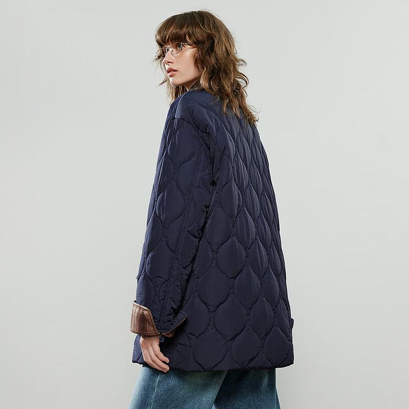 Chuyu Women's Loose Fit Corduroy Patchwork Plaid Padded Jacket