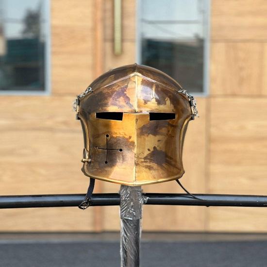 Hand Forged Templar Knight Helm Medieval Crusader Steel Helmet