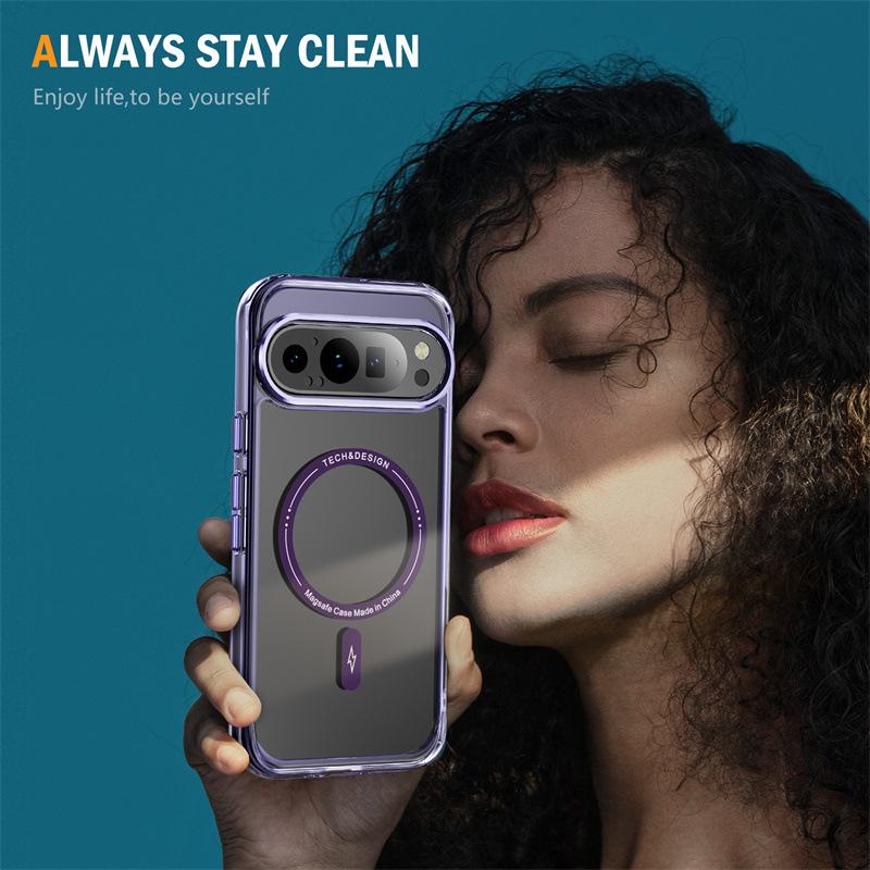 Magnetic Transparent Phone Case for Google Pixel 8, 9, 9A, 8 Pro, 10 Pro, 10 Pro XL
