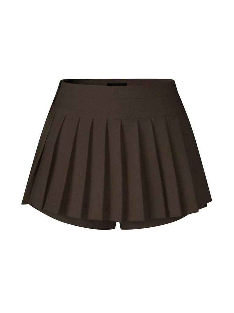 Pleated Culottes & College Style Versatile Solid Color Skirt
