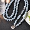 8mm Aquamarine 108 Mala Beaded Bracelet Yoga Japamala Rosary Jewelry With Elastic Cord Wrapable Bracelet For Women