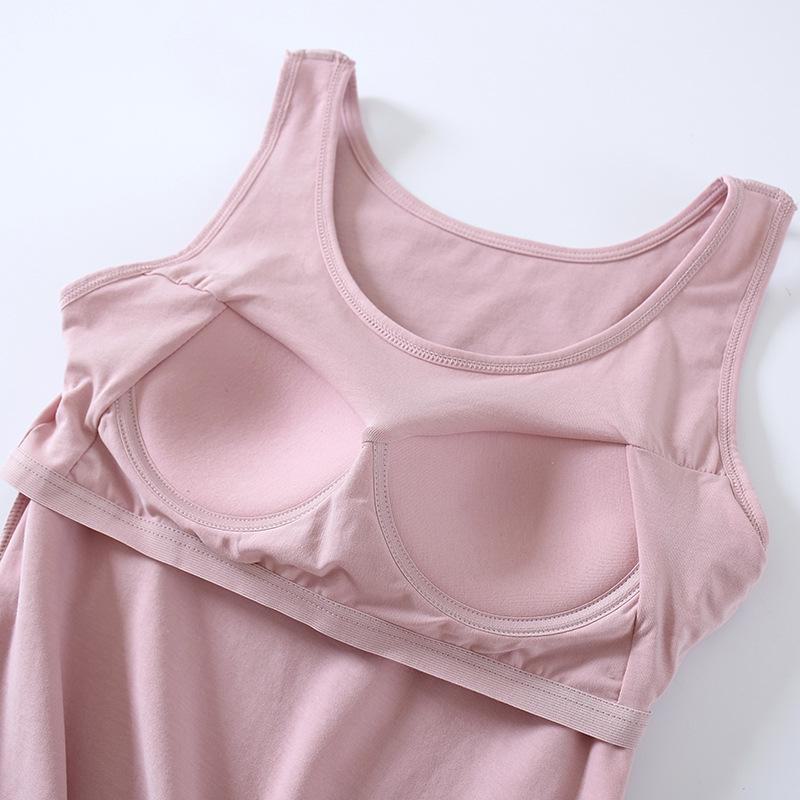 Women's Cotton Vest with Bra Pads, Wide Straps, Slim Fit Sleeveless Top, Large Size