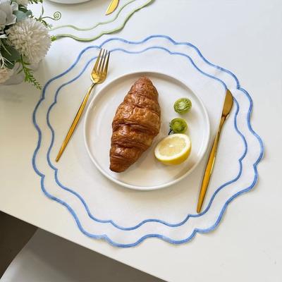 Trendiges Vintage Stickerei Platzset Blumenförmige Baumwoll-Esstischmatte Staubschutz Tuch Kaffeemaschinen-Tischplatzset