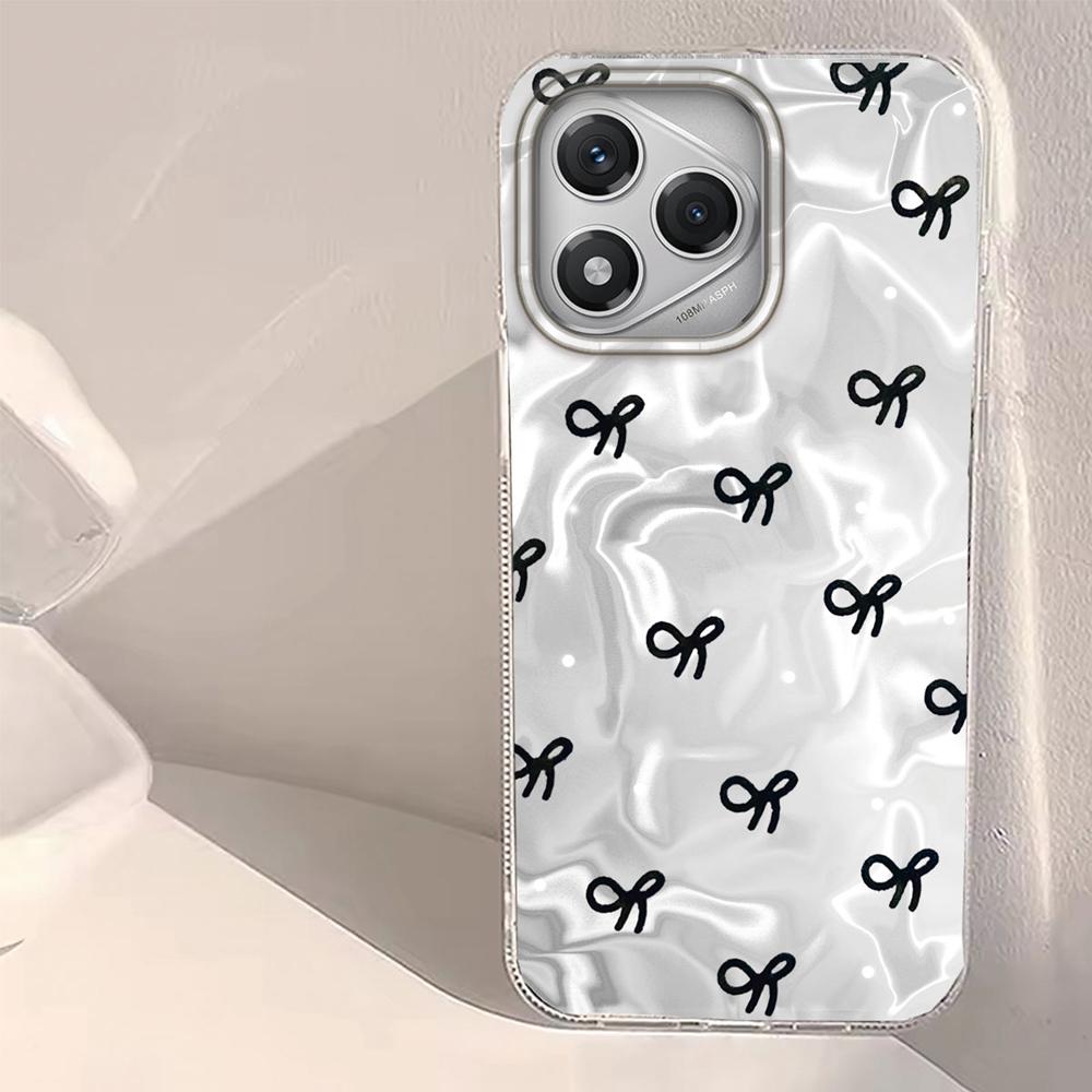 Circular Dots Black Bow Women Girls Phone Case for Honor 400 200 90 Smart Pro Magic7 6 5 70 Lite X9a X9c X8b X8a X8c X7c Cover