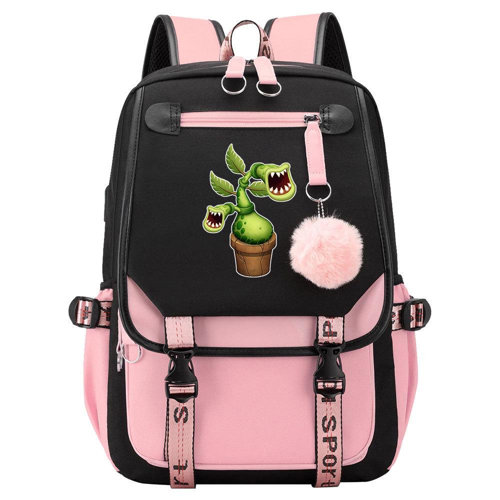 Game Monster Concert Printed USB Teen Student School Bag Men's and Women's Casual Webbing Flip Backpack
