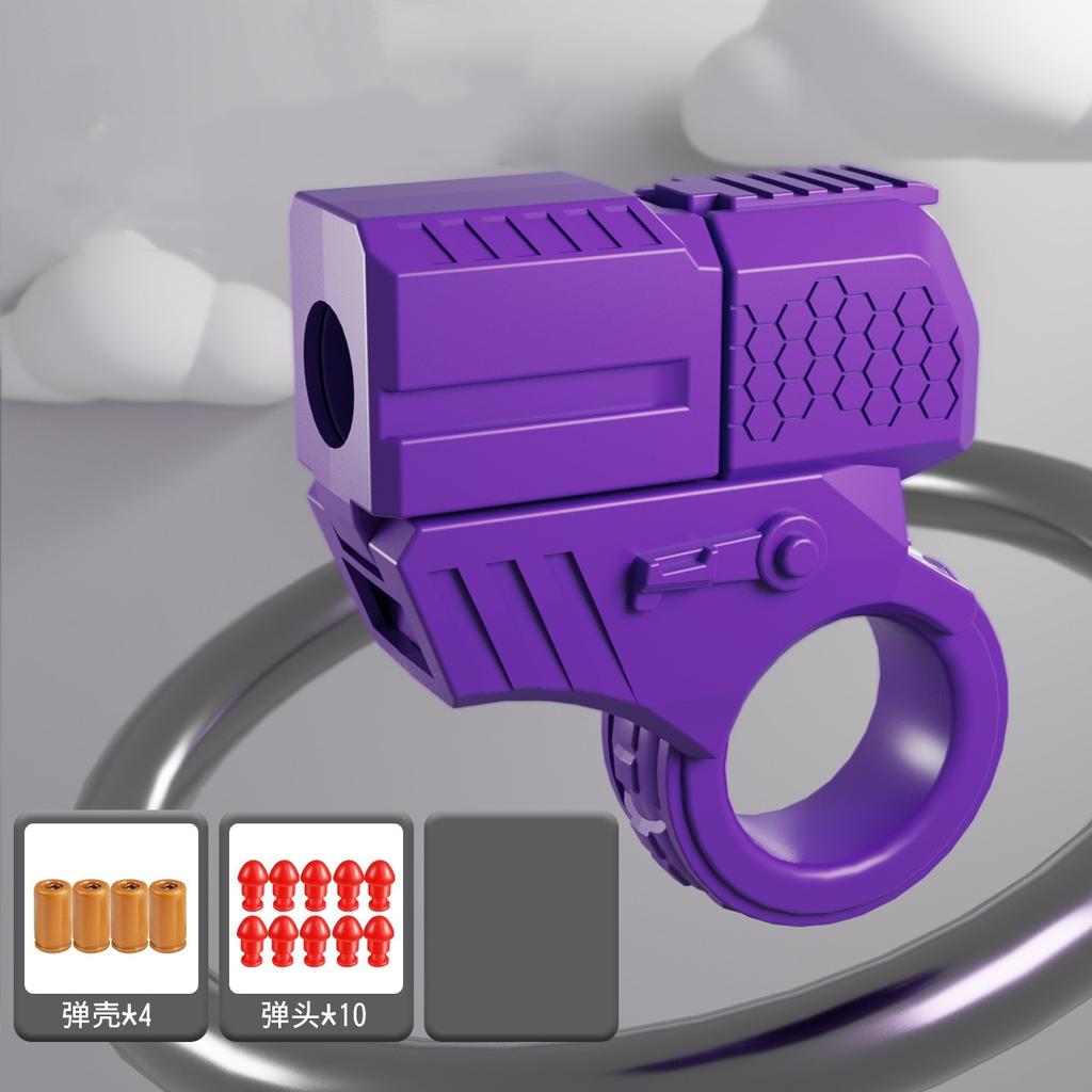 Mini Finger Ring Pistol Gun Shell Ejected Can Launch Soft Bullet Decompression Fidget Spinner Rotate Anxiety Stress Relief Toy