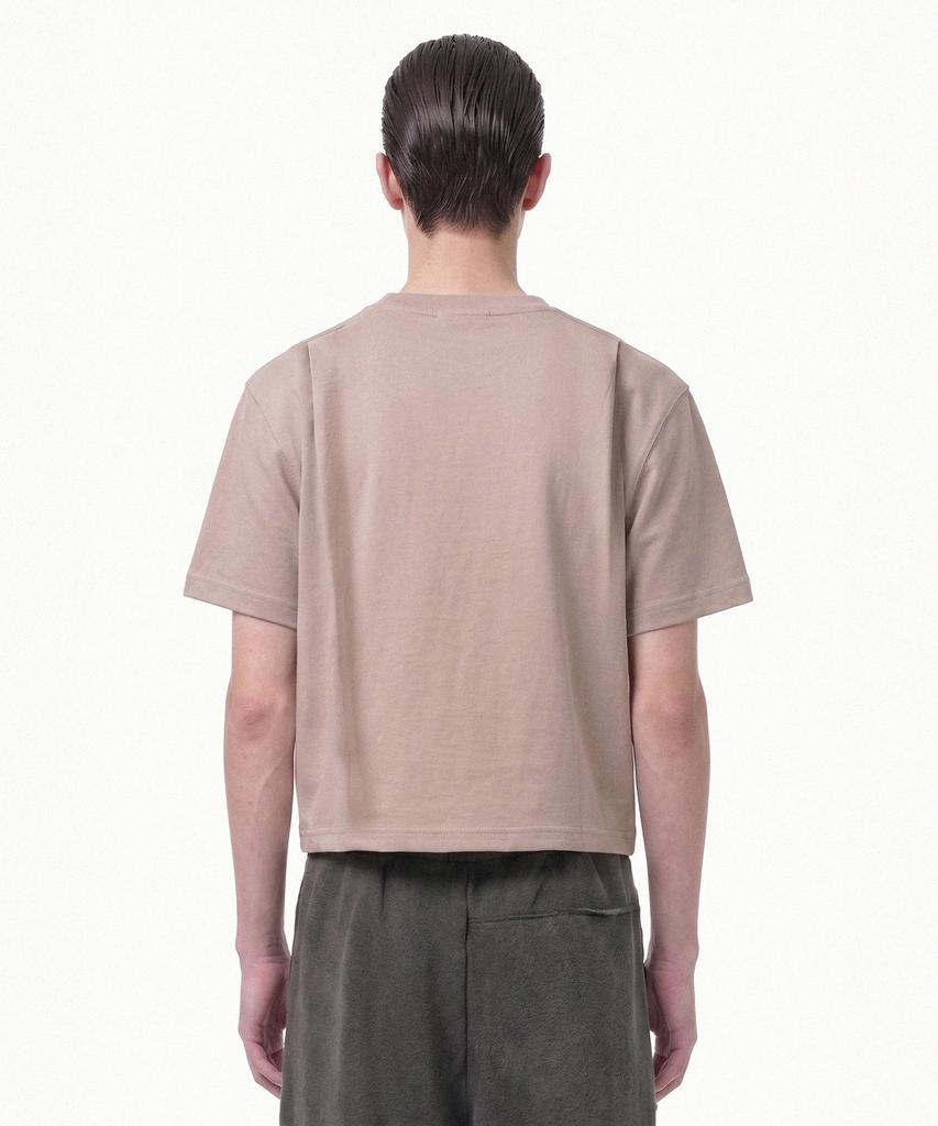 PRINOAR Semi-Crop Short Sleeve T-Shirt - Ginger Beige