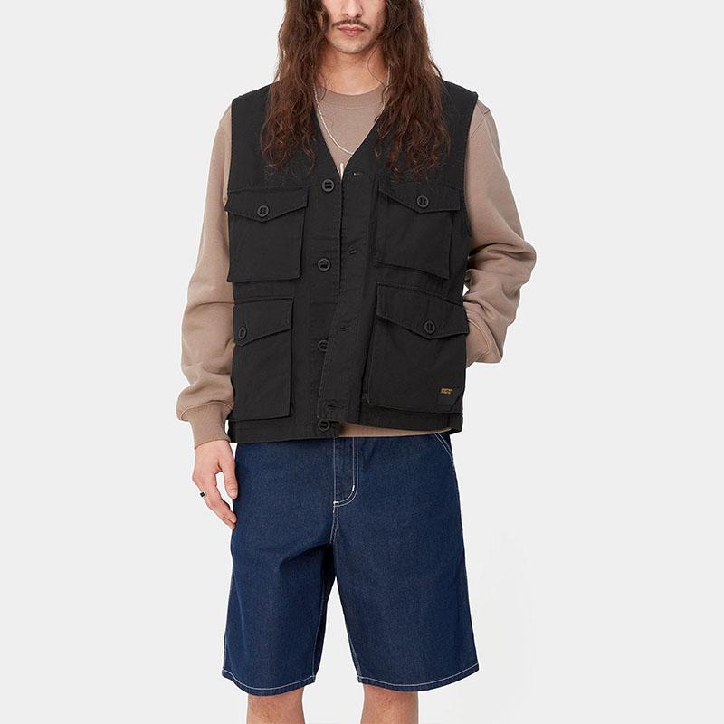 Carhartt WIP SS24 Unity Vest Single-Breasted V-Neck Multi-Pocket Vest Unisex Vests Black I032980-89-4G