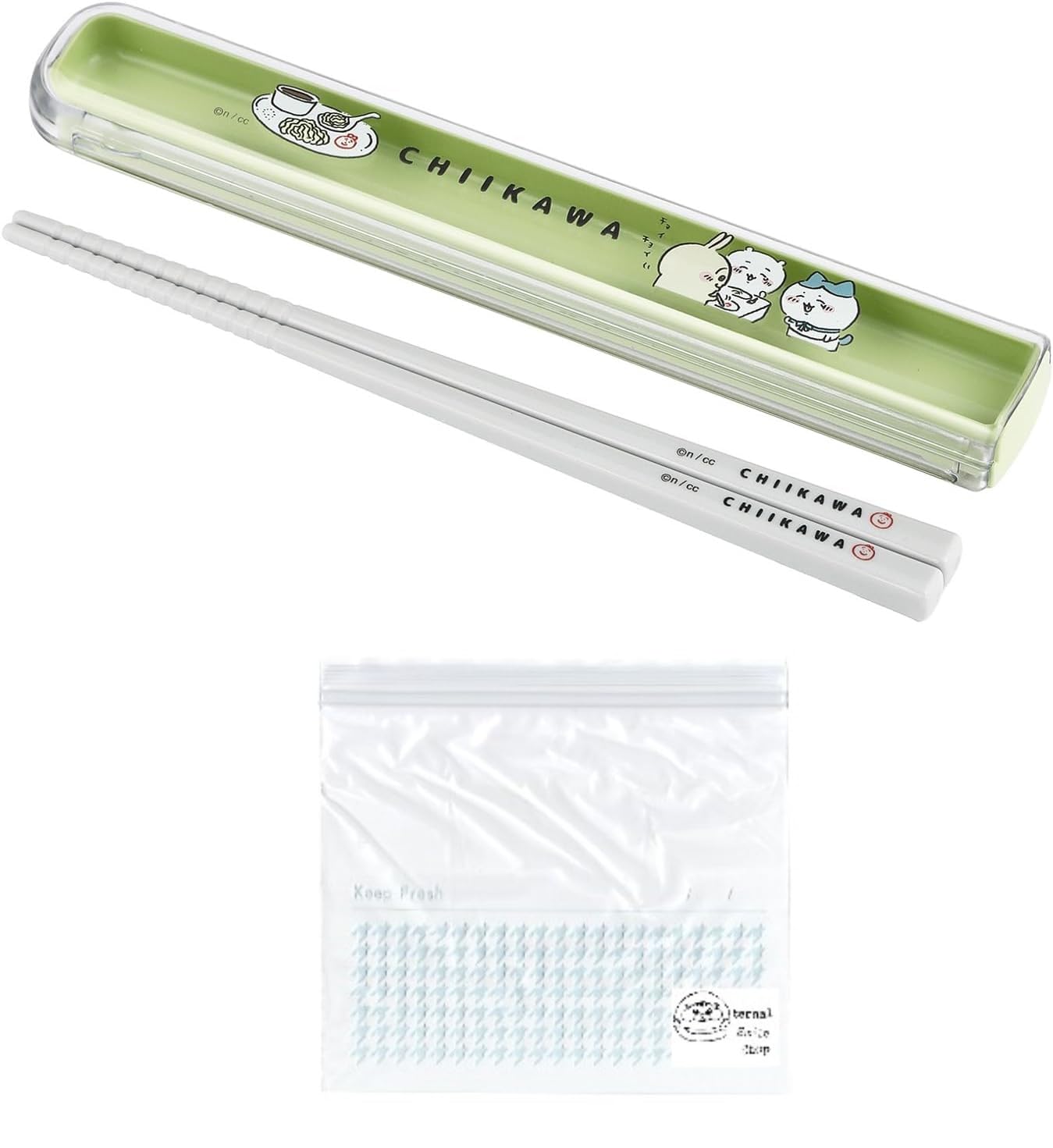 

Набор палочек для еды Chiikawa Футляр для палочек для бенто Палочки раздвижного типа Сделано в Японии Можно мыть в посудомоечной машине Антибактериальный Набор тарелок для лапши Морозильная камера 16,5 см