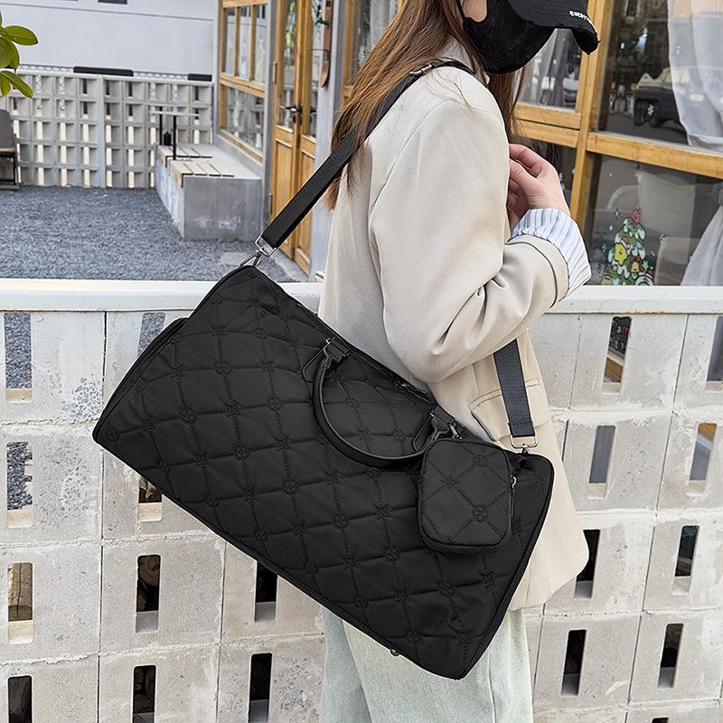 Módní a ležérní cestovní taška v korejském stylu, velkokapacitní, ruční, s přihrádkou na boty, jednoduchá kosočtvercová taška do posilovny, lze použít na teleskopické madlo