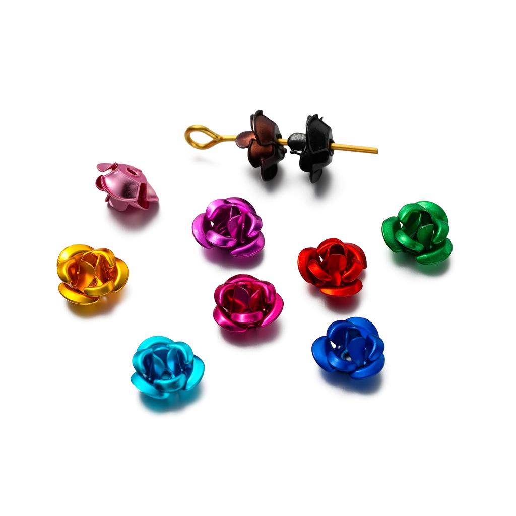 30/50pcs 7/9/11 mm Aluminum Flower Spacer Beads Colorful Loose Bead for Bracelet Earrings Jewelry Making Accessories
