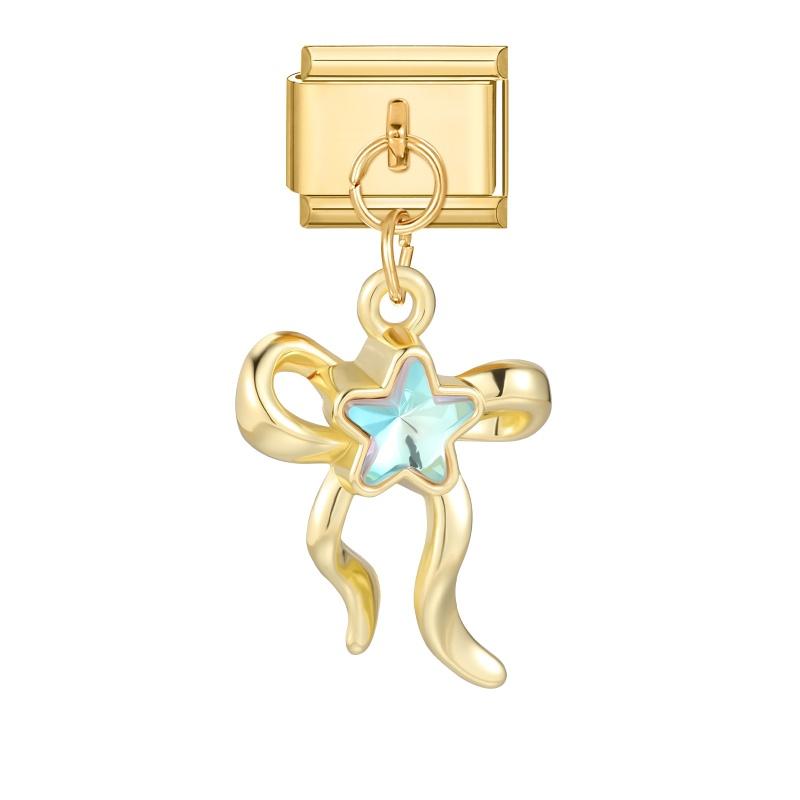 Zircon Eyes Star Heart Starfish Moon Gold Color Pendant Italian Charm Links Fit 9mm Bracelet Stainless Steel DIY Jewelry Gifts