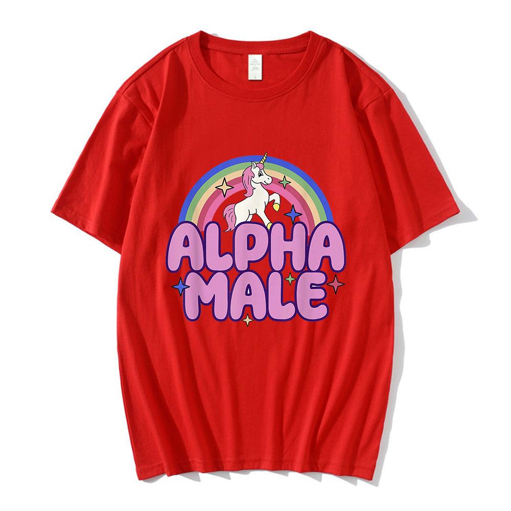 

Alpha Male Unicorn Rainbow Funny Graphic Tshirt Unisexs Women Fashion Short Sleeve Tshirts 100 Cotton Casual Oversized T Shirts S