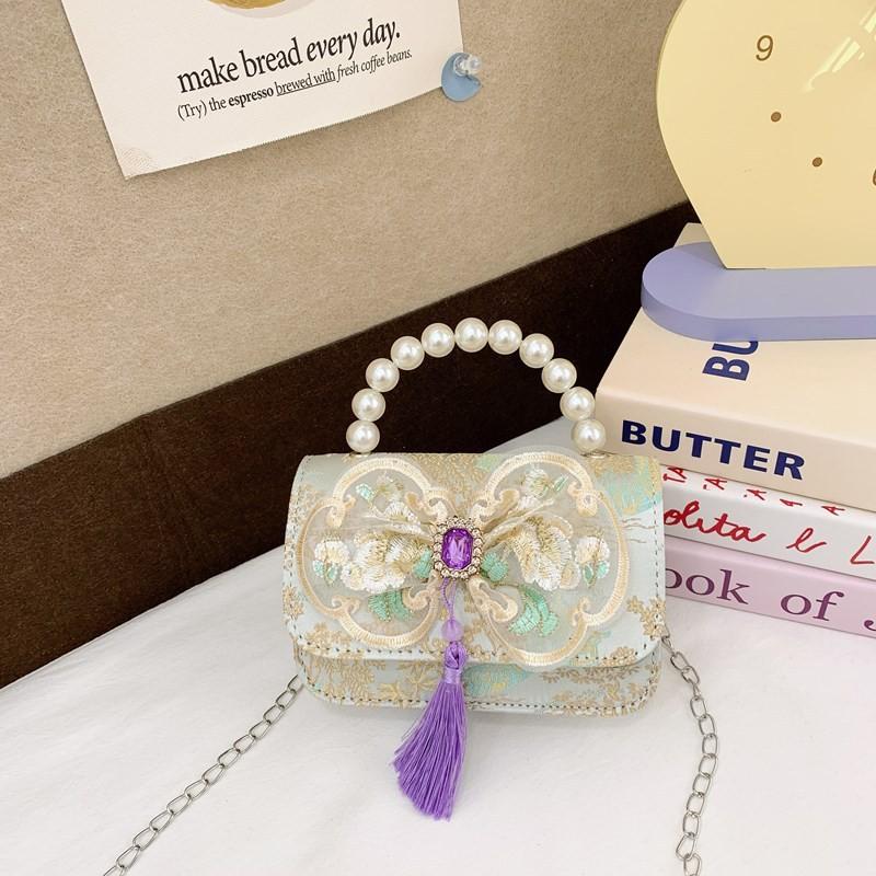 And Versatile Elegant Childrens Handbag With Chic Chain Detail And Charming Scenery Print