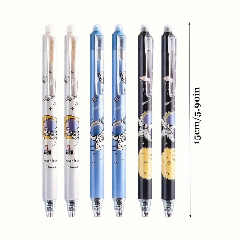 A Pack of 6 Erasable Pens, Press-Type Gel Pens In Astronaut Blue And Black, 0.5mm Friction Pens, for School Office Supplies, Back-To-School Gifts