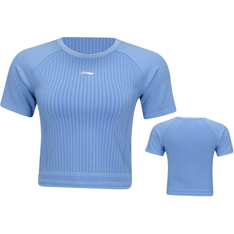 

Li Ning Спортивный Повседневный Простой Однотонный Пуловер с Круглым Вырезом Быстросохнущая Футболка с Коротким Рукавом для Бадминтона Женские топы Светло-голубой AAYV106-2 XL