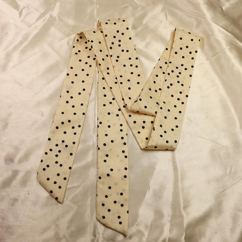 Women Thin Neck Scarves Lady Small Shawls Bandana Narrow Female Neckerchief Dress Accessories Fashion Dot Ribbon Silk Scarf