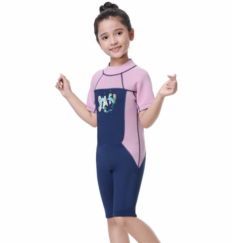 Kids 2.5mm Neoprene Wetsuit Short Sleeve Shorts Full Body Diving Suit With Rear Zipper Warm Swimwear Boys Girls