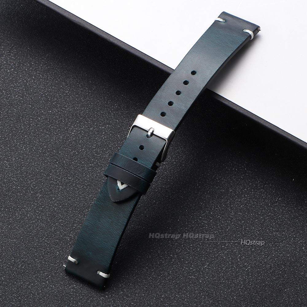 

Handmade Retro Oil Wax Genuine Leather Watchbands 18mm 20mm 22mm Quick Release Stitching Cowhide Watch Strap for Seiko Universal 22mm