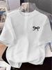 Women's T-shirt Bow Printed Simple Casual Short Sleeve T-shirt Soft Comfortable Women MEN