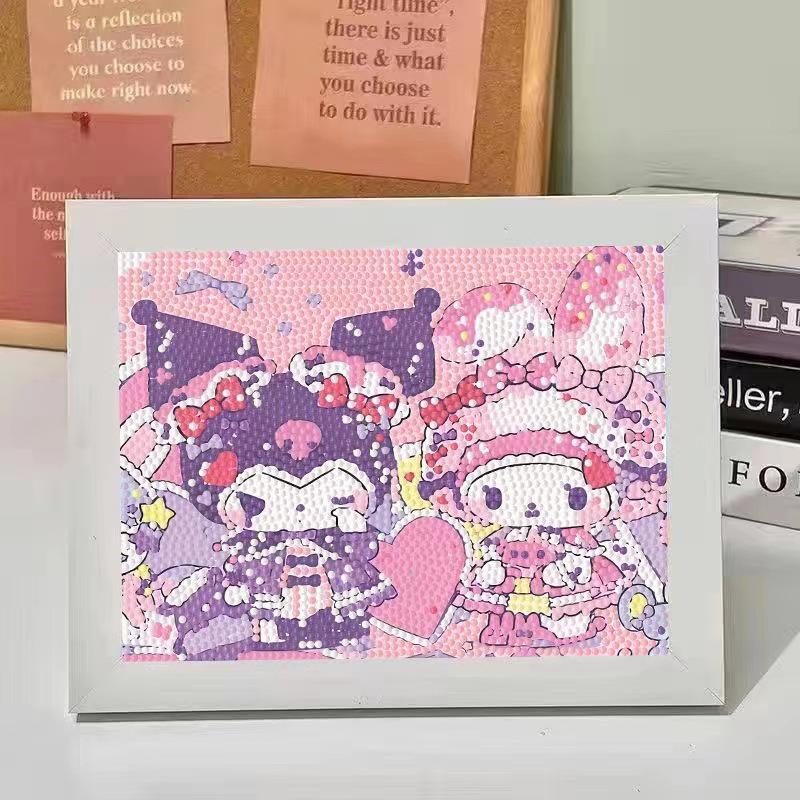 Kuromi Cartoon Diamond Painting Kit: Peace & Joy DIY Gift for Students and Kids.