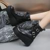 New European and American large-size punk style handsome platform short women's boots slope heel knight boots women