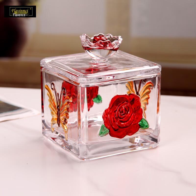 Flavinmci Painted Glass Square Candy Jar