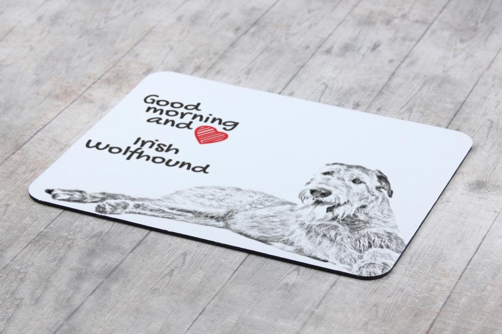 Irischer Wolfshund - Mauspadd mit Aufdruck, personalisiertes Mauspadd mit Hunde-Motiv, einzigartiges Gadget für einen Büroangestellten von der Marke Art-Dog