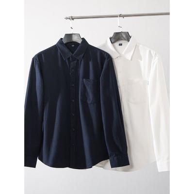 Men's Cotton Shirt Long Sleeves 2024 New Arrival Pure Cotton Brushed Casual Pure Color Export Japanese Style Men's Clothing White Shirt Outwear