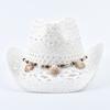 Cappello di Paglia Intrecciato a Mano Primavera Estate per Donne alla Moda Decorazione a Conchiglia Cappello da Sole per la Spiaggia delle Vacanze