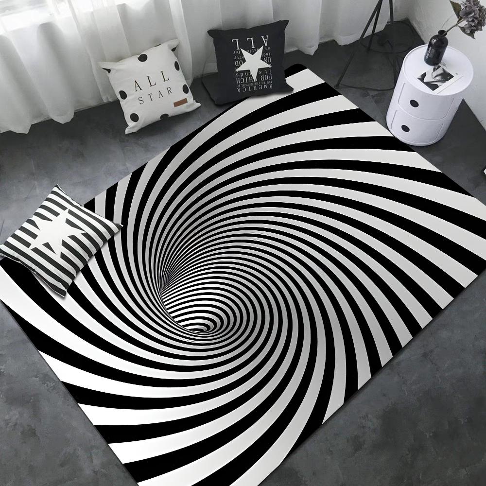 3D Vortex Illusion Fußmatte Waschbar Rutschfest Wohnzimmer Sofa Stühle Bereichsmatte Küche Fußmatte Bereichsteppich