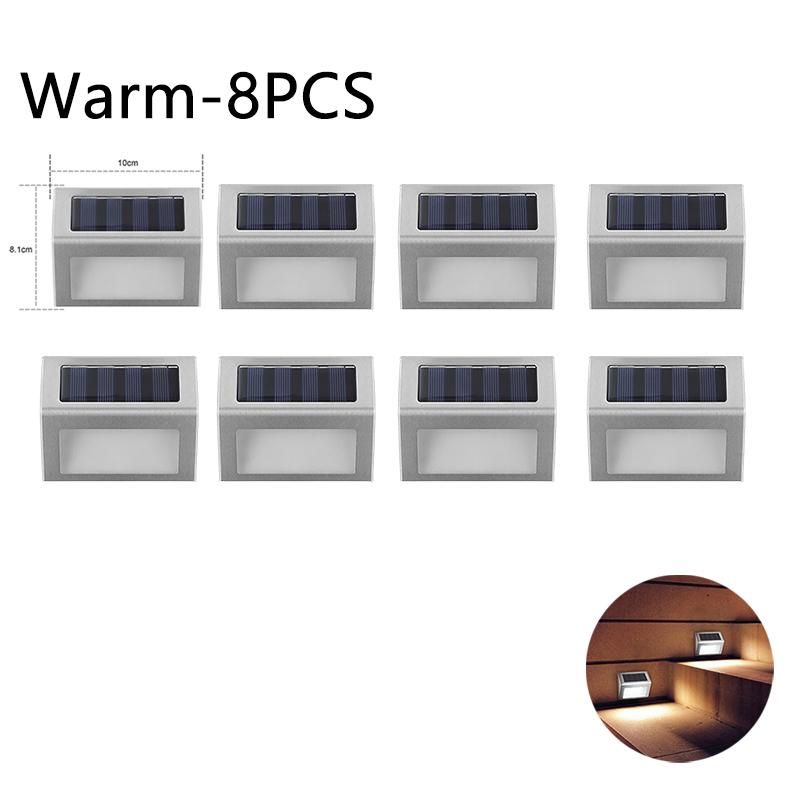 10PCS Solar Step Lights Solar Fence Lights Outdoor 3LED Stainless Steel Wall Lamps Deck Lights For Stair Fence Step Walkway Pati