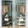 Anti-toppling Floor Standing Shelf Hanging Rod Clothes Organization Rack Shoes Shelf  Bedroom