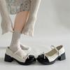 Mary Jane small leather shoes high heels French summer 2025 new retro thick heel bow single shoes small fragrant style