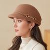 Vlněný baret Dámský podzimní a zimní retro cylindr klobouk módní kupolovitý vlněný jezdecký klobouk