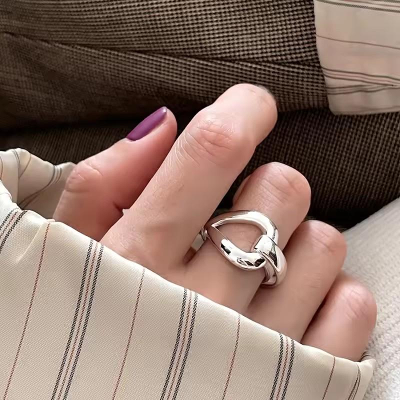925 Silver Rings INS Fashion Hip Hop Vintage Couples Adjustable Jewelry Hollow Lines Punk Thai Silver Party