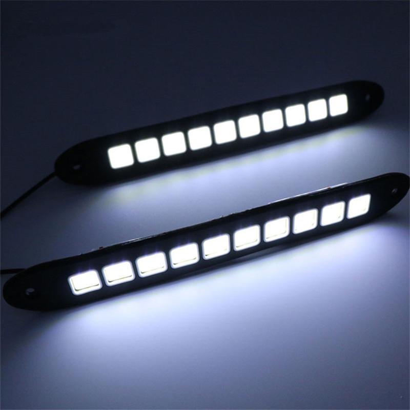 1/2pcs DRL COB Car LED Daytime Running Light White Waterproof Flexible Silicone Highlight Auto COB Lamp Car Exterior Accessories