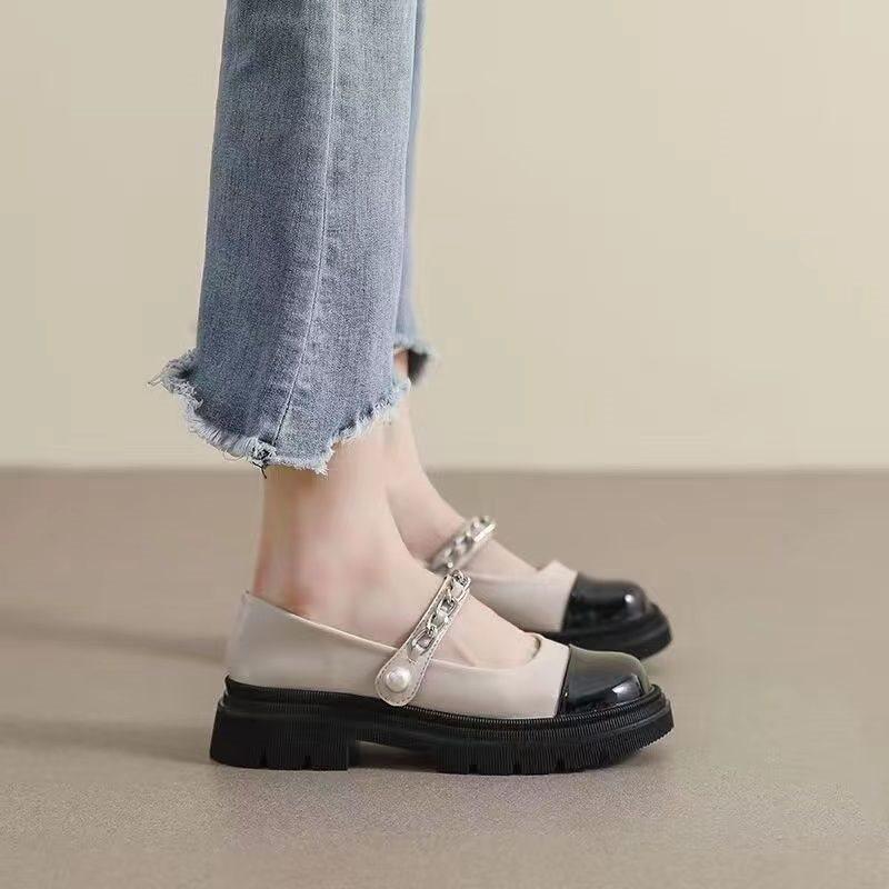 

Round head versatile retro heightening platform small leather shoes women s new spring and autumn skirt Mary Jane shallow mouth single shoes 35