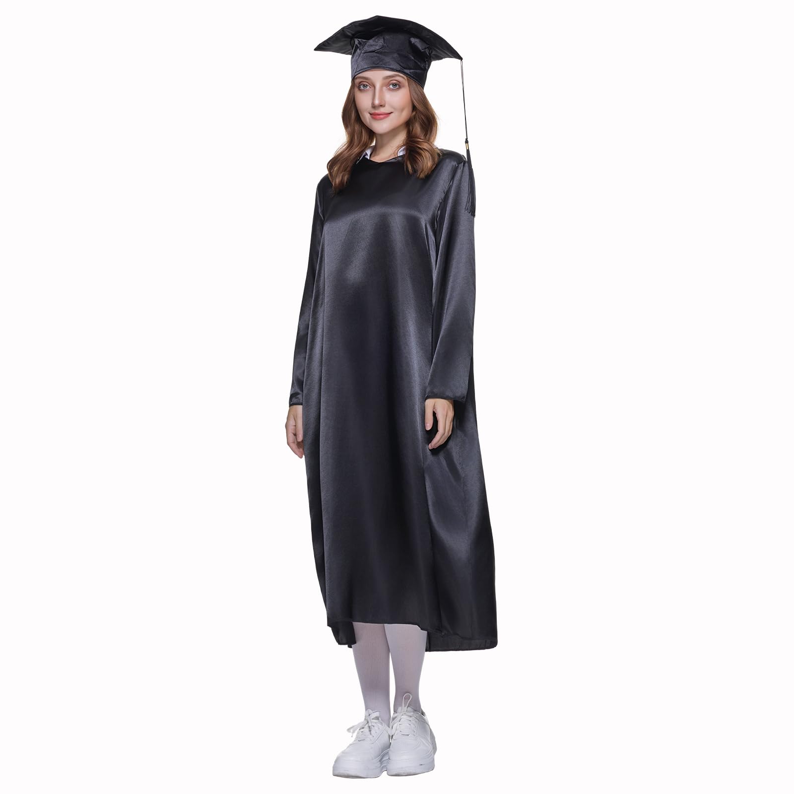 

Men Graduation Cap Gown Tassel Set for Adult, High School & College Graduates Robe for Men Women L чёрный
