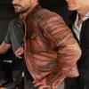 Herren-Lammfell-Lederjacke in Antikbraun | Café Racer gesteppte Designerjacke | Die beliebteste Bikerjacke der Stars | Geschenk für Ihn