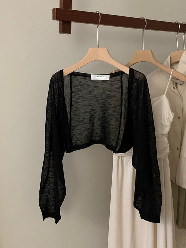 

Ice Silk Sleeveless Shawl Cardigan - Lightweight Summer Cover-Up for Sun Protection S чорний