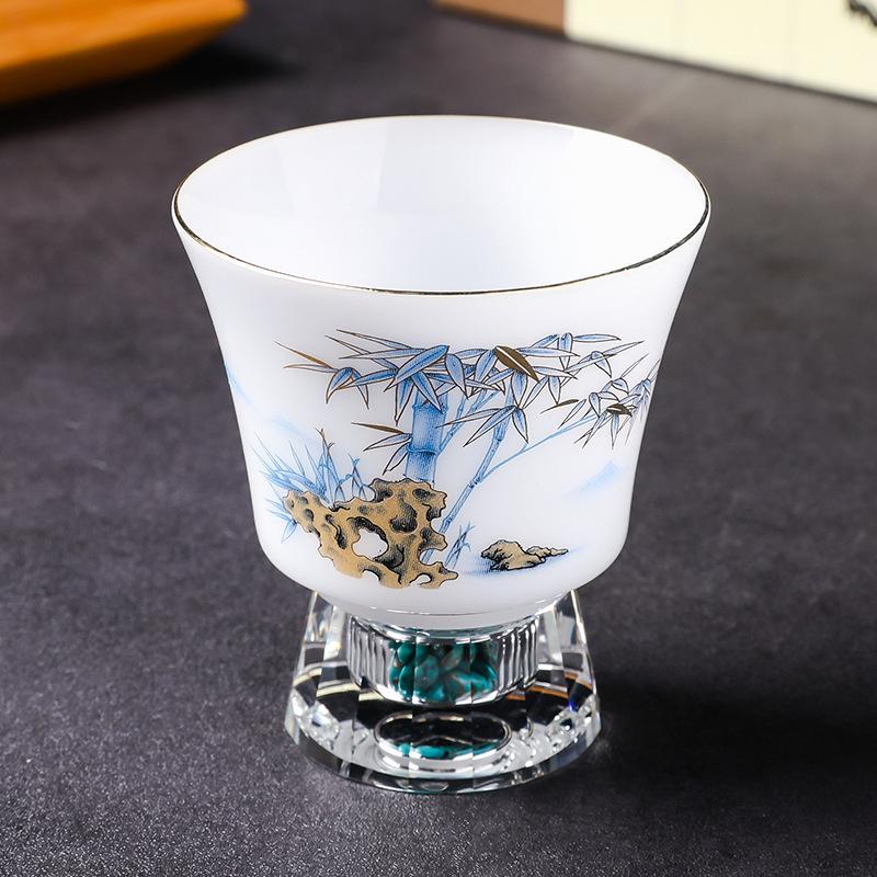 Lu Baijiu Cup Suet Jade Household Small Teacup Spirit Cup Glass Small Wine Glass Sake Wine Set Crystal Clear