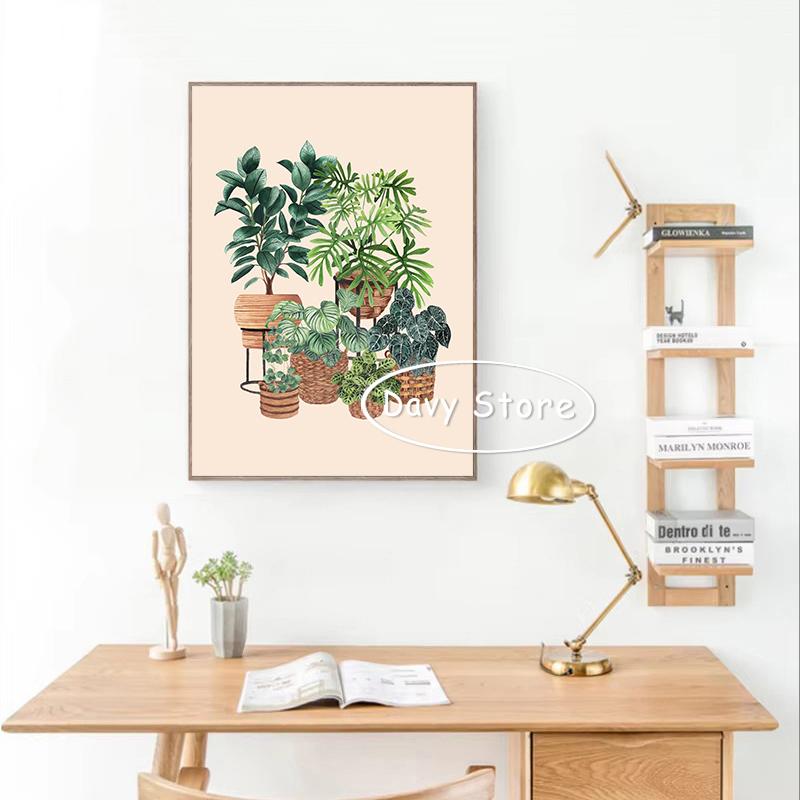 House Plants Monstera Philodendron Poster and Print Canvas Painting Potted Botanical Leaves Wall Art Picture for Room Home Decor