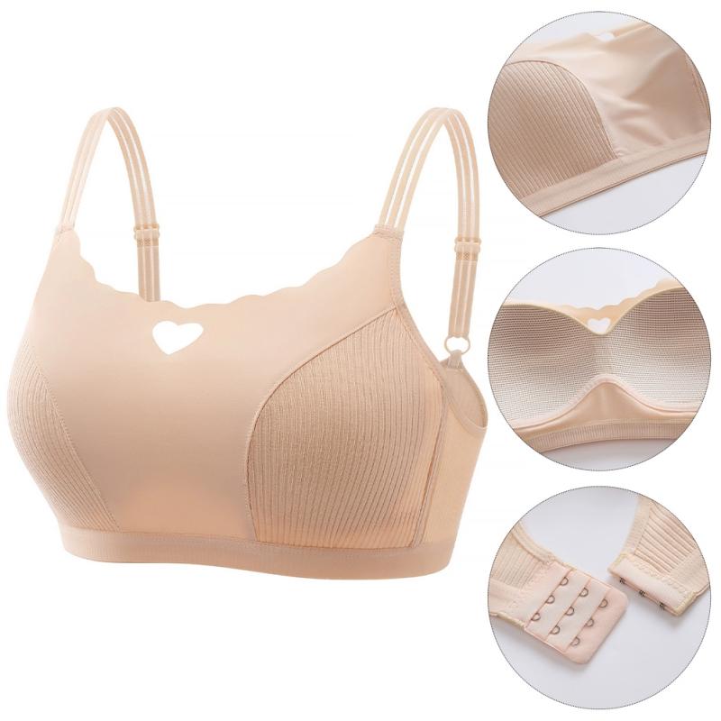 Women Heart Hollow Out Bra Breathable Gathered Bra