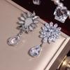 Color Zircon Luxury Necklace Earrings Set Premium Silver Needle Earrings Zircon Necklace