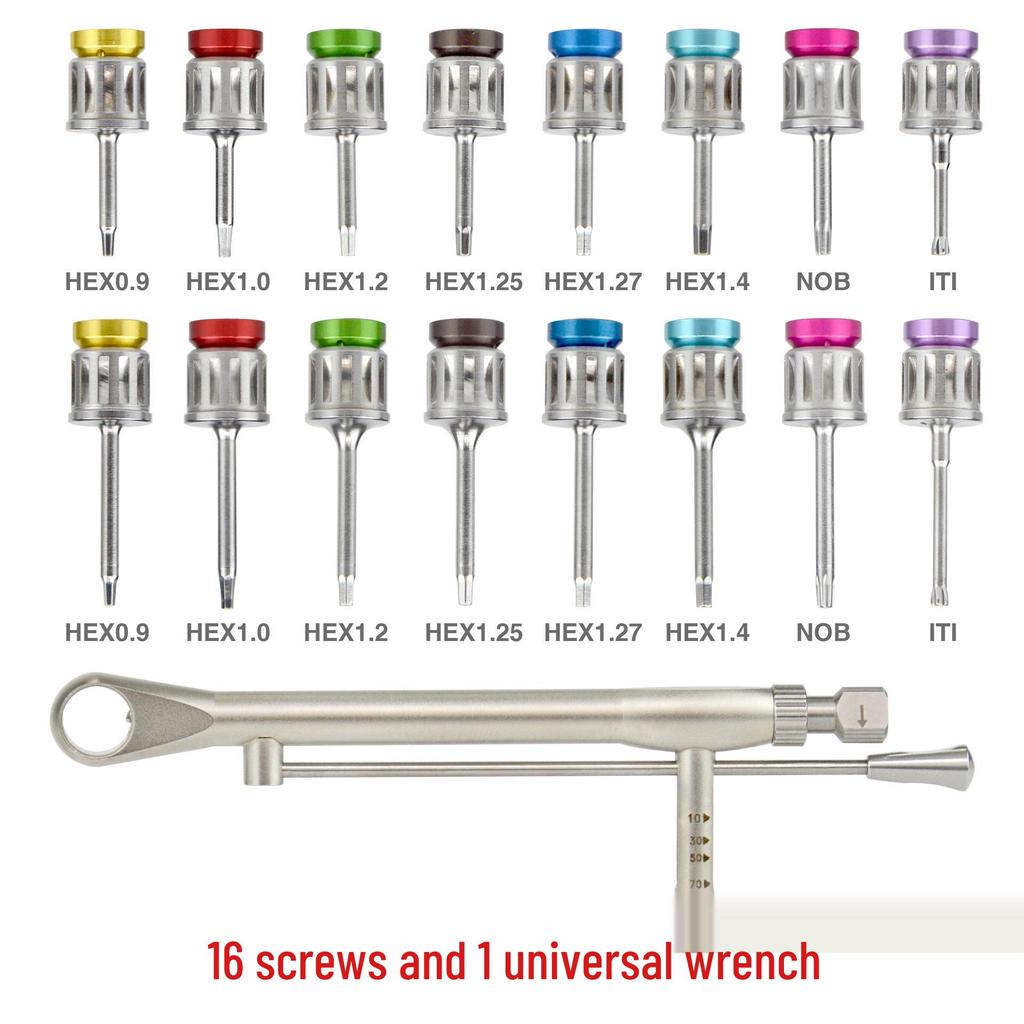 Dental Implant Screwdriver Set with Torque Wrench for Phase II Restoration