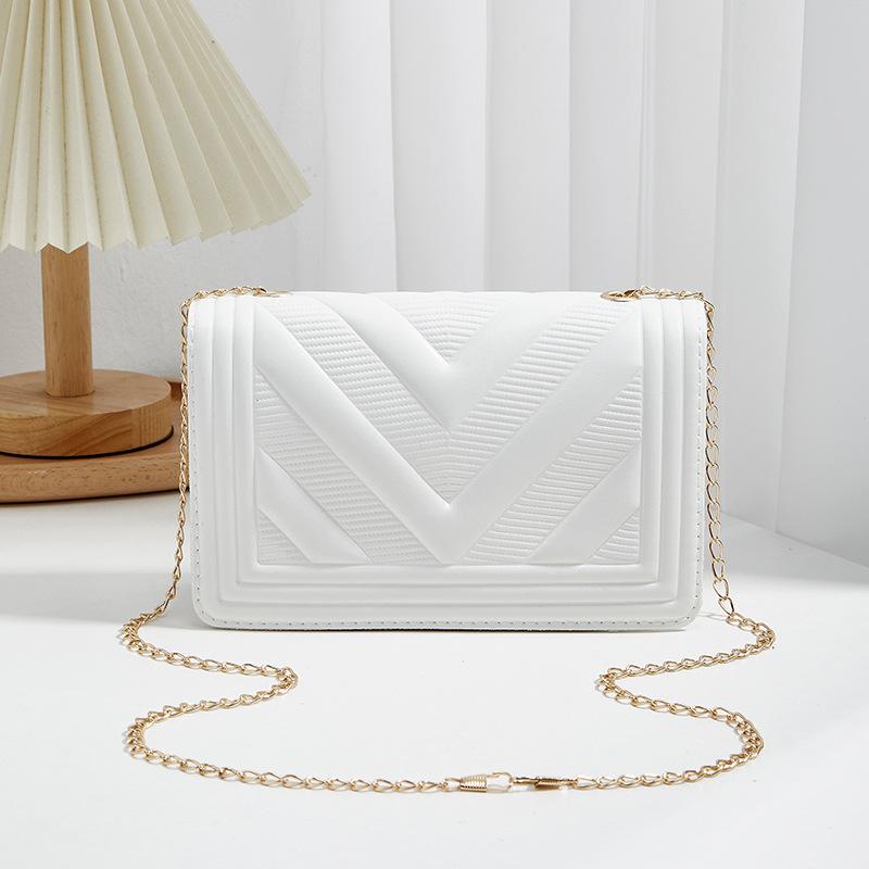 Women'S Pu Crossbody Bags V-Shape Embossing Adjustable Shoulder Straps Shopper Clutch Purses Solid Color Square Bag