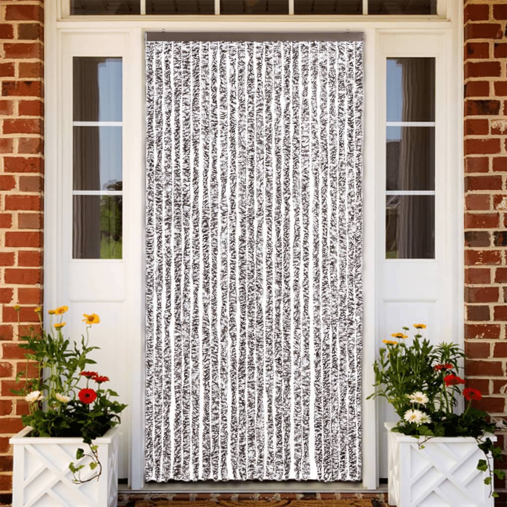 Brown and Beige Insect Screen Door Curtain 100 X 220 Cm Chenille